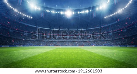 Football stadium at night. An imaginary stadium is modelled and rendered.	
