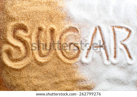 Inscription sugar written in sugar grains