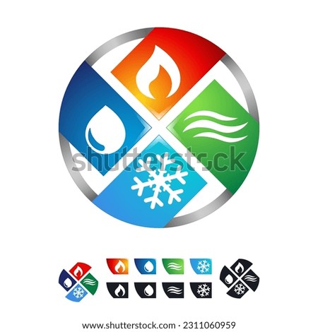 Brand Logo and Icon for Heating Cooling HVAC Electrical Plumbing Equipment and Service Local Area Vector Design Concept