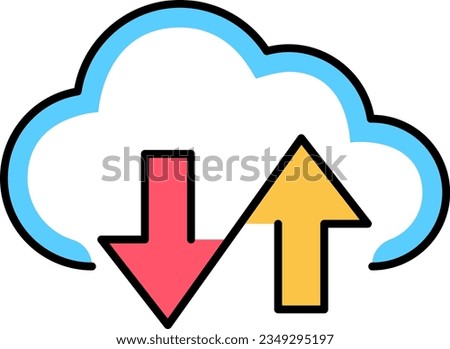 Upload download cloud icon. Arrow up down inside outside database cloud icon.