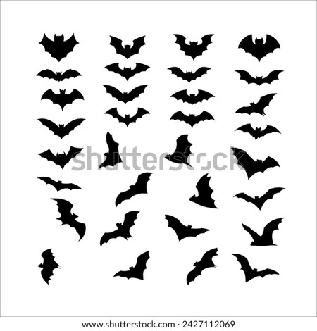 Bats icons set silhouette black vector