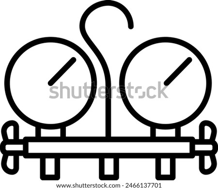 Gauge manifold icon. Monitor heating cooling system illustration