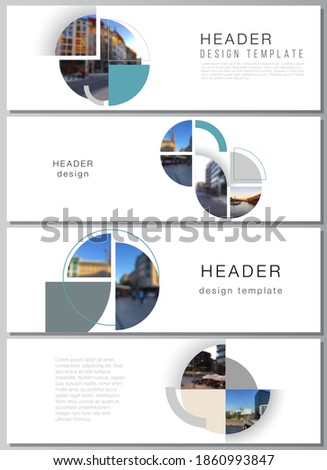 Vector layout of headers, banner design templates for website footer design, horizontal flyer design, website header. Background with abstract circle round banners. Corporate business concept template