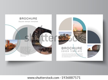 Vector layout of two square covers design template for brochure, flyer, magazine, cover design, book, brochure cover. Background with abstract circle round banners. Corporate business concept template