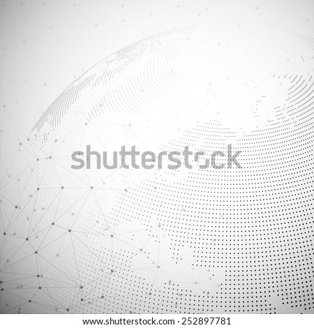 Dotted world globe, light design vector illustration.