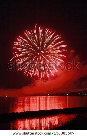 fireworks fireworks on the Mediterranean Sea gunpowder summer show