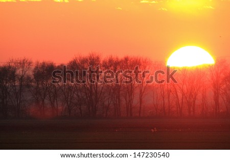 sun rising in the Po Valley