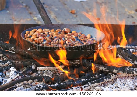 chestnuts cooked in fire caldearroste typical mountain