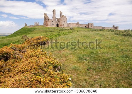 dunstanburgh castle ruins of the old medieval fortress northumberland england