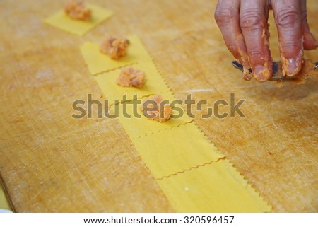 tortellini and tortelloni working to create the product Italy Emilia Romagna typical products