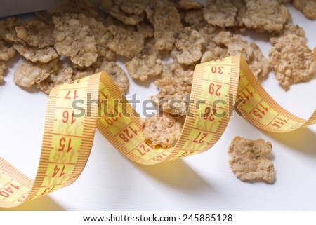 tape measure with cereal isolated