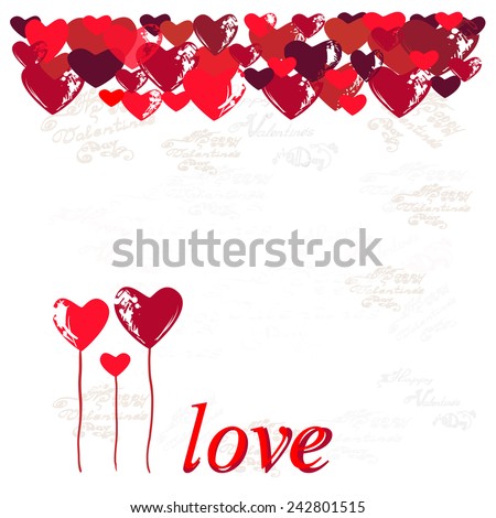 Holiday Valentine\'s Day. Abstract hearts and the congratulatory text with Valentine\'s Day.