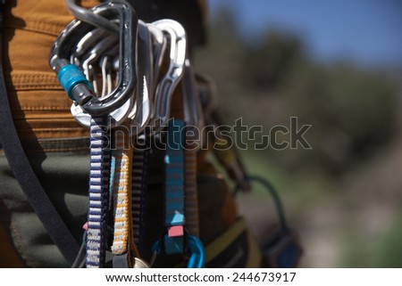 Climbing equipment on climbing harness