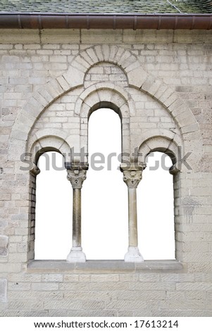 Old window in gernman church isolated