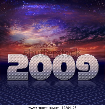 The 2009 New Year in carbon-chrome look in cosmic background