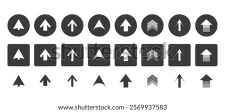 Set of black cursor arrows. Pointer icons, clicks.