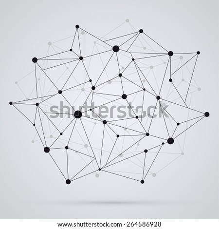 Geometric Polygonal Structures Mesh Black Color, Technologies Object On Light Background