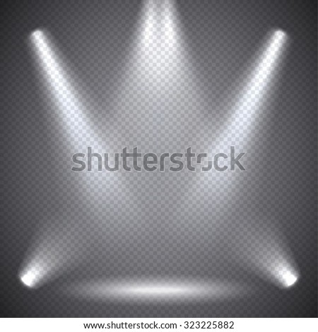 Scene illumination, transparent effects on a plaid dark  background. Bright lighting with spotlights.