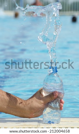 Human hand holding a bottle of water