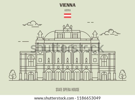 State Opera Housel in Vienna, Austria. Landmark icon in linear style