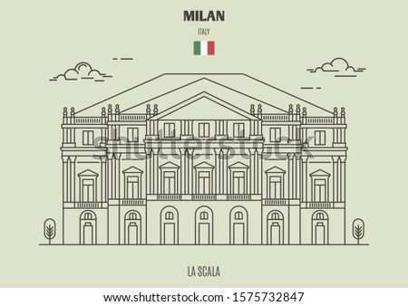 La Scala in Milan, Italy. Landmark icon in linear style