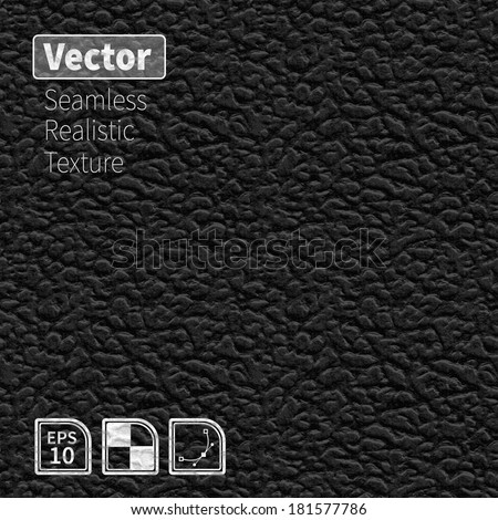 Black vector seamless realistic leather texture. Phototexture for your design.