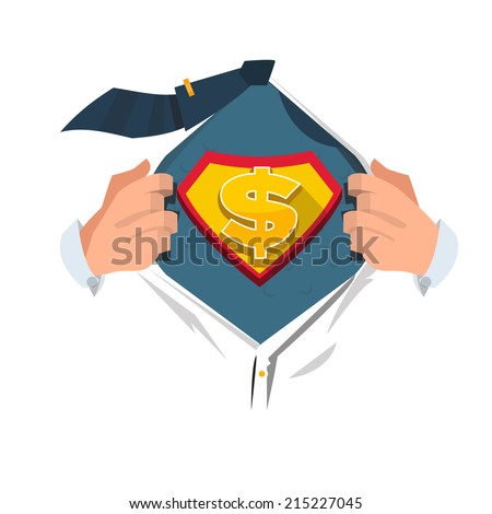 moneyman opening shirt in superhero style. money concept - vector illustration
