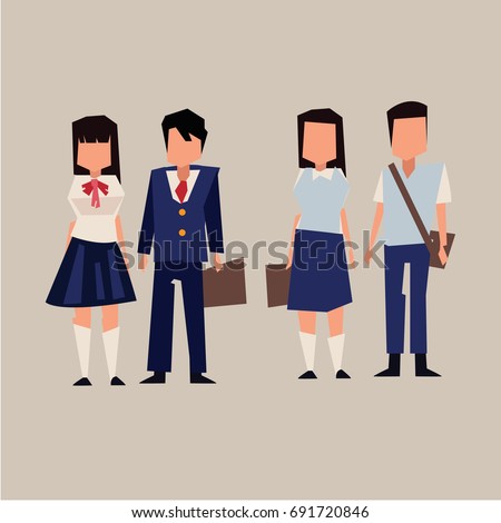 Asian student uniform. asia style - vector illustration