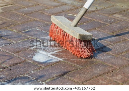 Image, Stock Photo broom on terrace, stone floor