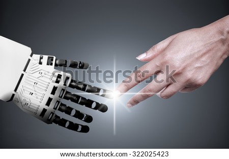 Robot and human touching forefingers