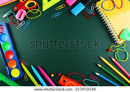 School supplies, background with copy space
