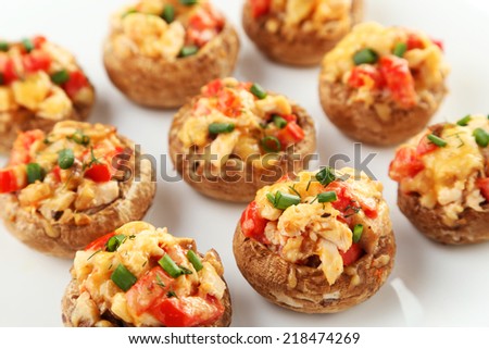 Stuffed mushrooms on plate