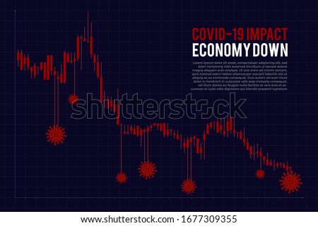 Illustrations concept coronavirus COVID-19 crysis. Economy down. Stock market down. Vector illustrate.
