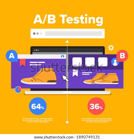 Vector illustrations design concept AB Testing. System Method Modern graphic, Web Banners, Suitable for Diagrams, Infographics. Vector illustrate.