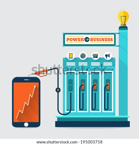 Power business station service of energy marketing solution for success on smartphone