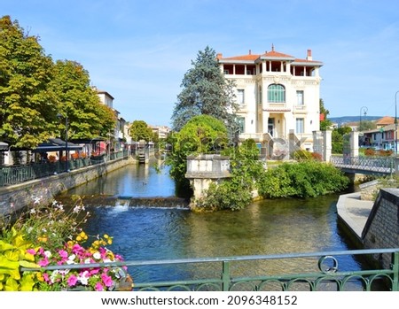 View on the river Sorgue in L'Isle-sur-la-Sorgue in the south of France Stok fotoğraf © 