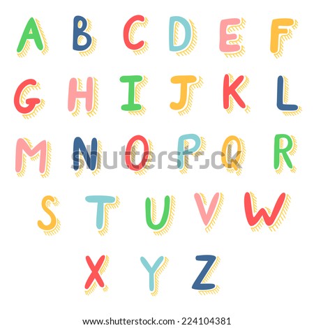 Vector Set Of Bright Different Letters. Stylish Abc. Retro Hand Drawing ...