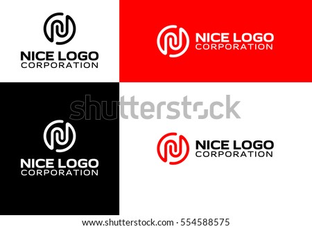 logo with the letter N, telecommunications logotype, stamp and icon, circle, and ellipse
