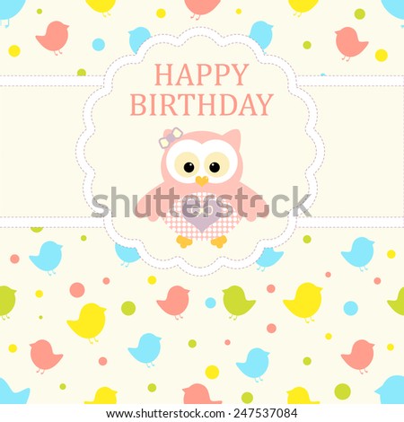 Baby Girl Arrival Card. Baby Shower Card. Newborn Baby Card With Baby ...