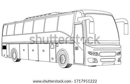 Bus outline vector illustration. Bus vehicle template vector isolated on white. 
