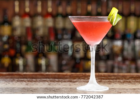 Similar – Image, Stock Photo Glass of Cosmopolitan refreshing cocktail on table