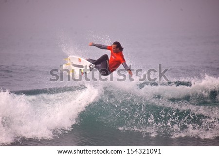 SAN CLEMENTE, CALIFORNIA - SEPT 15: Pro surfer Jordy Smith getting air at the Hurley Pro 2013 at Lower Trestles in San Clemente, California.