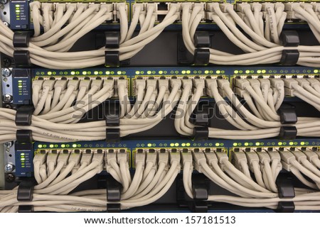 Network UTP cables connected to a router