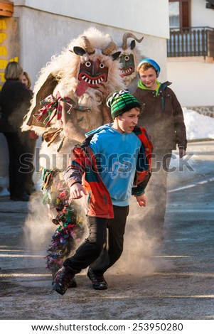 DREZNICA, SLOVENIA - FEBRUARY 7 2015: Slovene traditional carnival masks \