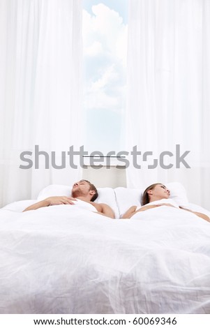 Sleeping young people in the bedroom