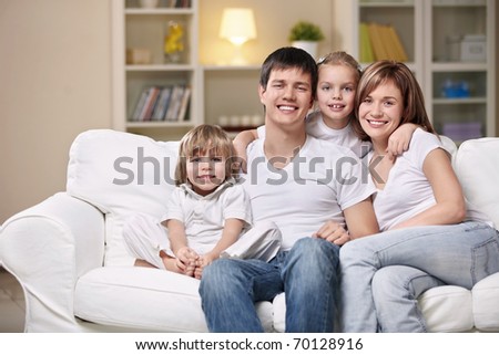 Smiling family home evening