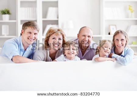 Happy big family with children at home