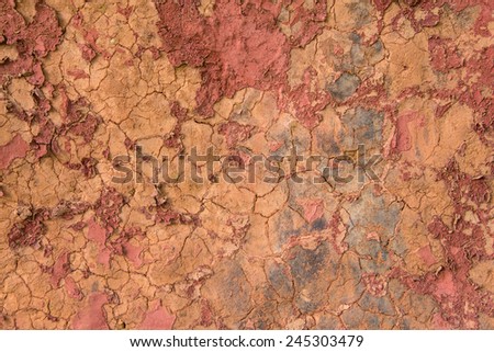 Top view of red dry soil texture for background