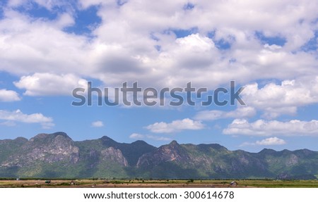 Beautiful landscape on mountain with nice blue sky.