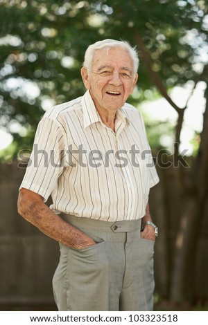 Happy 90 Year Old Senior Man Standing Outside Stock Photo 103323518 ...